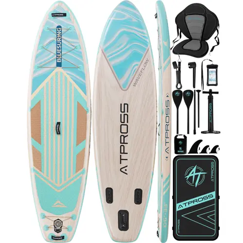 [FallPick]  Inflatable Stand Up Paddle Board - 10'6''x33'' Modern Design Extra Wide SUP, 400lbs Capacity, Kayak Seat, Anti-Slip EVA Deck, Premium Accessories Kit for Yoga, Fishing, Inflatable Paddle Board