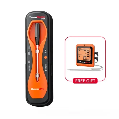 TempSpike Plus TP970 Wire-Free Digital Meat Thermometer - Upgraded Stainless Steel 1 Probe with 2 Sensors, Bluetooth App Control, Kitchen Household Products for Outdoor Texas BBQ, Smoker Racks Barbecue Utensils, Digital Thermometer