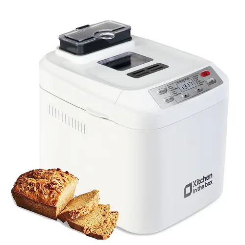 Kitchen in the box Bread Maker Machine, 12-in-1 Automatic Bread Maker with Auto Fruit Nut Dispenser, 2 LB Large Capacity, Gluten-Free, 13H Delay Timer, 1H Keep Warm, 3 Crust Colors