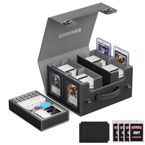 Kabinka Commander Deck Box for MTG with Handle, Multi Deck Case with Large Dice Tray Fits 400+ Double-Sleeved Cards, 5 IN 1 TCG Card Storage Box with Commander Display, 35PT Card Holders, Card Hobby Box, Trade Card Box,sohochic