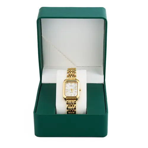 Women's Luxury Quartz Wristwatch - Simple Scale Square Elegant Dial, Gold-Plated High Quality Watch, Casual Fashion Buckle Wristwatch, Anniversary Gifts for Her with Gift Box & Adjuster