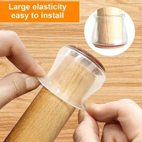 【FaddishDeal】Furniture Hardware Chair Rubber Silicone Felt Pads, 20-Pcs Multiple Packs - Slip-Resistant, Shape-Adaptable, Fits Many Legs, Flooring Scratch Guard, Reduces Drag Noise, Daily Household Use for Wood/Tile/Ceramic Surfaces, Washable