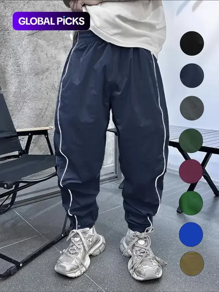 Men's Loose-Fit Casual Utility Pants with Drawstring Waist, H-Type Silhouette, Long/regular Length, Baggy Track Pants, Casual Athleisure Pants, Ideal for Spring & Fall Outdoor Activities