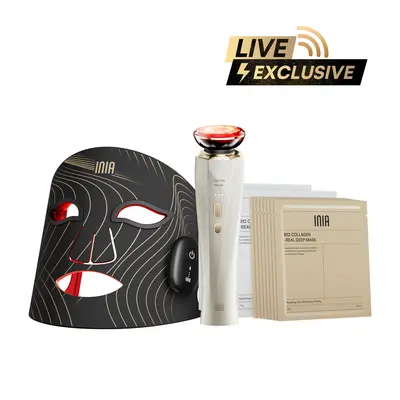 【LIVE EXCLUSIVE】INIA GLOW Wireless LED Mask, Perfect Gift Season Pick,  Live Stream Only BUY 1 GET 10 with FLARE and 8pcs Collagen Real Deep Mask, Facial Light Therapy,sohochic