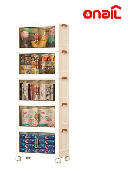 ONAIL 40/64/128QT Foldable Storage Box with Lid,  1-5 layers Holders with Wheels for Kitchen Bedroom Bathroom Warehouse Kitchen Home Storage Stackable Organizer