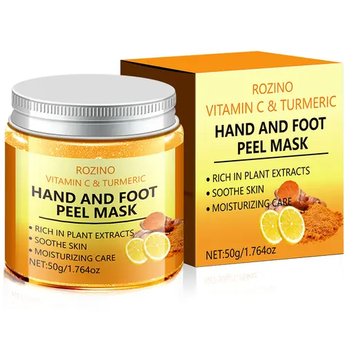 ROZINO Plant-Based Vitamin C & Turmeric Hand & Foot Masks - Beauty Products with Moisturizer, Hand Cream Benefits, Feet Peeling Action, Skin Brightening, Dead Skin Removal, Gentle Smooth Deep Care,sohochic