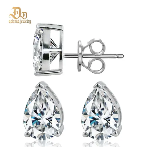 Delzzad Pear Cut Stud Earrings Lab-Created Moissanite Stud Earring S925 Sterling Silver Moissanite Jewelry Perfect Birthday Mother’s Day Christmas Gift for Men Women Wedding Set