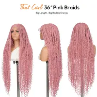 #Pink 36" Full Lace Bohemian Knotless Boho Box Braided Wig – Barbie Pink SuperNova, Lightweight, Breathable, Natural Look, Long-Lasting & Easy to Maintain Knotless Boho Wig Glueless Lace Wig #SohoChic #TikTokShopStockUp #DealsForYouDays