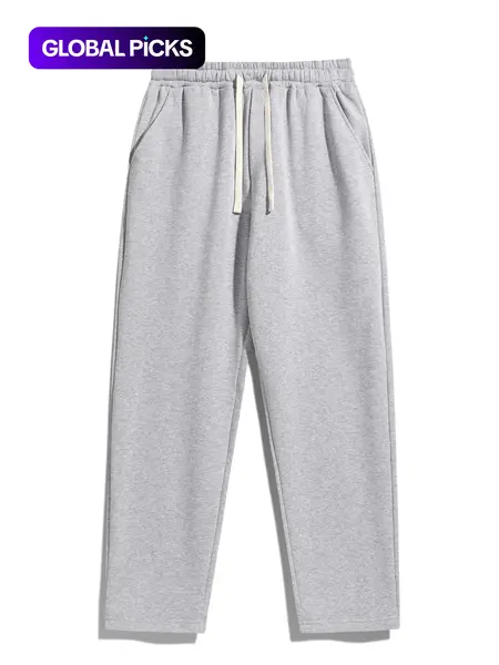 Men's Regular Fit Solid Adjustable Drawstring Waist Sweatpants, Casual Pocket Design Pants for Fall & Winter, Men's Trousers for Daily Wear, Everyday Sweatpants