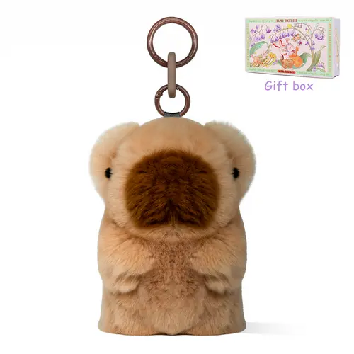 BunnyLulu Handmade Cute Plush Animal Charm Set for Girls (8 × 12 Cm) - Fluffy Capybara,Ducky,Bear,Avocado Pendants,Handmade Keychain,Gift Tin,Soft,Softness,Playful Animal Charm Vibe,Everyday Style,Gift-Ready