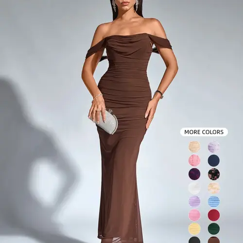Parthea One-Shoulder Ruched Slim Fit Backless Boning Corset Mesh Dress, Drapey One Shoulder Dress, Backless Dress for Parties, Gatherings, Dates, Garment