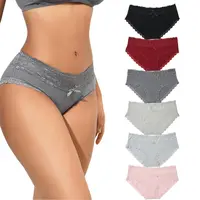 LEVAO Cotton Underwear for Women Breathable Lace Bikini Panties Women's Hipster Underpants S-XXL 6 Pack