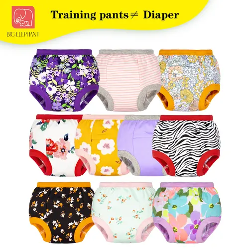 BIG ELEPHANT 10 Pack 100% Cotton Toddler Potty Training Pants for Daytime Use, Helps Kids Feel Wetness Cues, Washable Reusable, Boys and Girls,sohochic