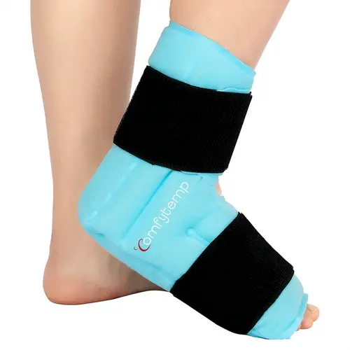 Comfytemp Large Ankle Foot Ice Pack Wrap - Hot Cold Use Brace for Plantar Fasciitis, Heel Spur, Achilles Tendonitis, Pain Relief, Swelling (1 Pack),sohochic