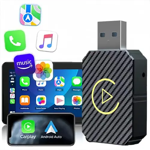 2 in 1 Wireless Apple CarPlay Adapter, for both Apple and Android,converts wired to wireless, suitable for factory wired CarPlay cars from 2017+