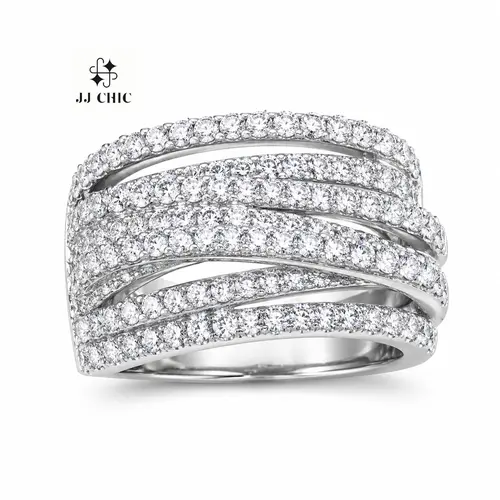 JJ CHIC Women's  Wrap-Around Ring, Luxury Jewelry for Gifts, Refined Elegance for Formal Events, Sparkling Stones, Hypoallergenic & Comfortable Fit