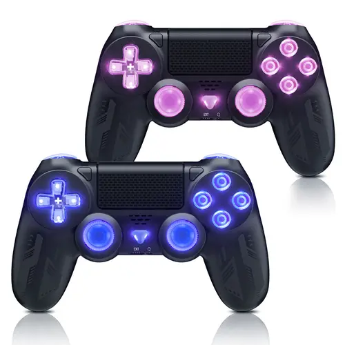 2 Pack Wireless Controller for PS4,  Playstation 4 Controller with RGB LED Button Backlight Compatible with Playstation 4 /Slim/Pro/PC Accessories Bluetooth ps4 playstation controller, Console, Cable,sohochic