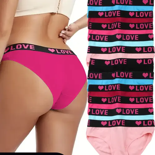 12 Pack High Rise Comfortable Casual Panties Set - Women's Plain Letter Tape Panties for Everyday Wear - Soft, Breathable, and Relaxing SpringStatements,Womenswear Soft Stylish Brief Soft Comfy Brief