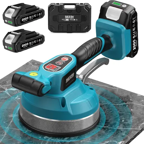SEESII KP-160B Tile Vibration Tool, Cordless Tile Vibration Leveling Machine with 2×2000mAh Batteries, 160mm Large Suction Strong Grip, 12-Speed Adjustable Tile Tools for Floor/for the Pro and DIY Outdoorfun