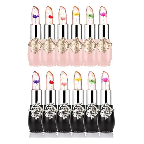 Flower Jelly Lipstick Set Temperature Change Moisturizer Long Lasting Nutritious Balm -12Pcs set for gift