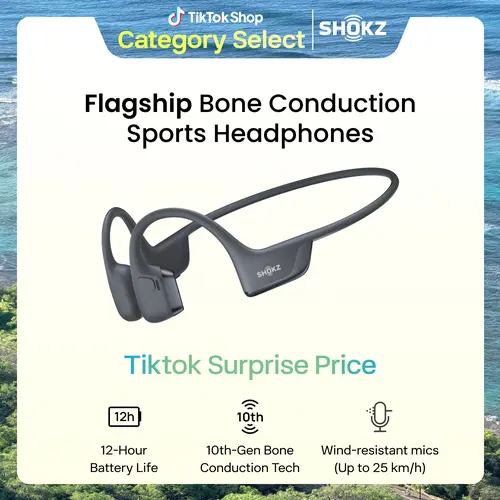 SHOKZ OpenRun Pro 2 Bone Conduction Bluetooth Sport Headphones；DualPitch premium sound；Open ear awareness; Smart Mic; IP55; 12H battery; Running/Cycling/Hiking