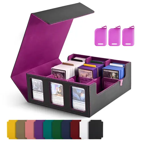MTG Deck Box with 3 Commander Window, Commander Storage Box Fit 1800+ Cards with 3 Card Holders & 10 Dividers for TCG, YuGiOh, Sport Cards,sohochic