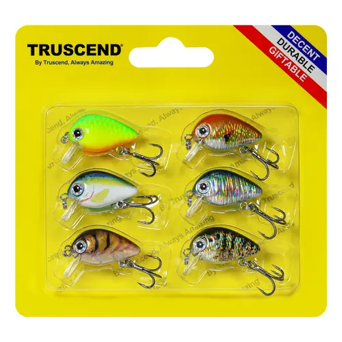 TRUSCEND Square Bill Crankbait Lure (0.05/0.14oz) - Slow Sinking Swimbait with ABS Body, Built-in Rattle Draws Fish, Sharp Treble Hooks, Premium Materials, Outdoor Fishing Equipment for Widely Fishing Species, Salmon