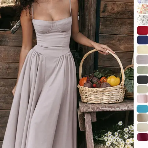 【Recommended to choose a larger size】Women's Plain Backless Zipper Back  Spaghetti Strap Sleeveless Cami Dress, Elegant Adjustable Strap  Midi Dress for Party Holiday Wedding Guest Attire, Ladies Summer Clothes, Garden Formal Dresses for Wedding Guest