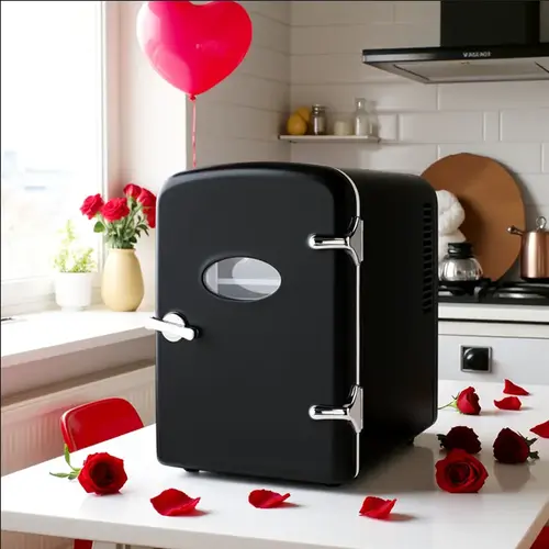 iPower 4L Christmas Aesthetic Mini Fridge with Stickers, Portable & Car Fridge Cooler Warmer, Freon-Free Energy-Efficient Quiet, for Skincare Cosmetics, 100V Home & 12V Car Power, Unique Gift, Portable Fridge