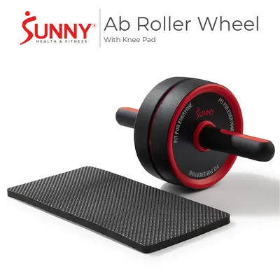 SUNNY Ab Roller Wheel with Knee Pad Whole Body Workout Home Gym Fitness Equipment with Ultra Wide Stability Design Non Slip Handles Durable Stainless Steel Construction Smooth Glide Motion for Core Strength Abdominal and Full Body Training