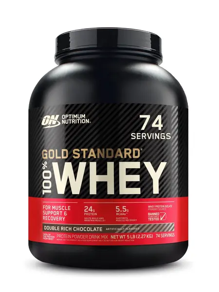 Optimum Nutrition Gold Standard 100% Whey Protein Powder, 5 lbs (2.27 kg) Muscle Recovery Protein Supplements for Workout & Post-Workout, Maintain Muscle Fitness Support