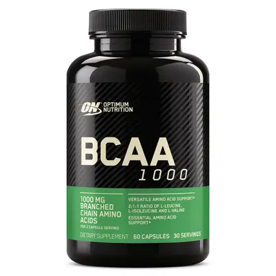 Optimum Nutrition BCAA 1000mg Amino Acids Supplement - 200 Capsules for Fitness, Healthcare Support, Protein Synthesis Boost