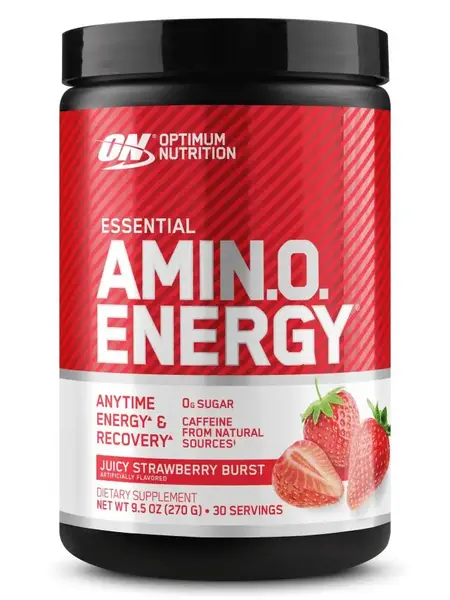Optimum Nutrition Essential AMIN.O. Energy Powder, 30-Servings Dietary Supplement (Blue Raspberry) - 100mg Caffeine, 5g Amino Acids for Fitness Pre-Workout, Muscle Recovery, Instant Energy Formula Powdered Supplement Drink Mix