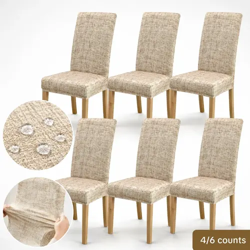 Chair Cover, 4/6 Counts Removable Washable Chair Slipcover, Dustproof Chair Protector for Home Living Room Hotel Dining Room