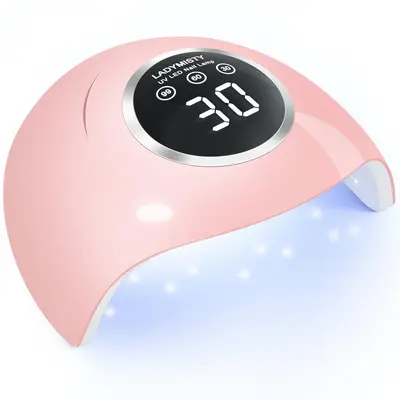 LadyMisty 72W UV LED Nail Lamp Light Dryer with 18 Beads, 3 Timer Setting & LCD Touch Display Screen - White/Pink Nail Art Polish
