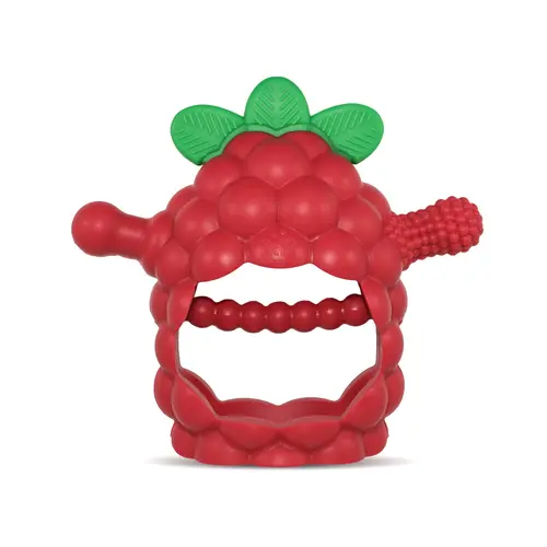 RaZbaby RaZberry Grip Silicone Teether Toy for 3M+ Babies & Infants - Drop Resistant, Non-Toxic, Multi-Textured Design for Front and Back Teeth