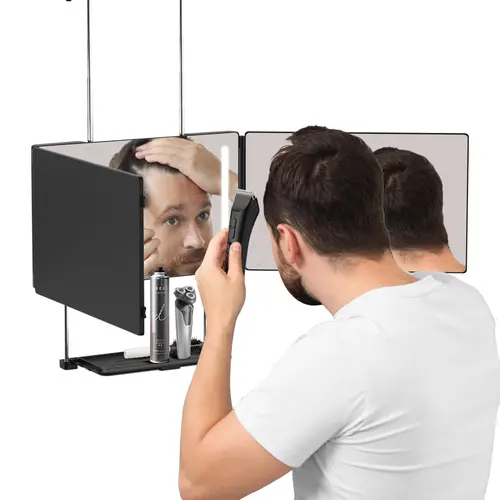 Umitec Adjustable LED Light 3 Way Mirror, Portable Trifold Mirror for Shaving, Grooming, Hair Styling, Dye Hair, Makeup, Braiding, 360 Degree Mirror campingessentials backtoschool