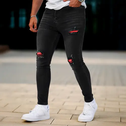GINGTTO Men's Ripped Skinny Jeans Slim Fit Distressed Denim Pants Fashion Comfort Tapered Leg