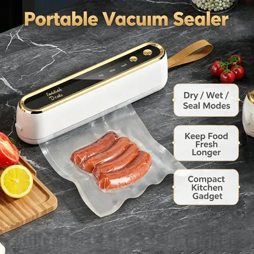 【FaddishDeal】Automatic Electric Compact Cordless Handheld Vacuum Sealer, 40W Rated, Type-C Plug, 1-Click Food Preservation, Travel-Ready Size, Vegetable Freshness & Meat Sealing, Kitchen Vacuum Sealers for Back to School, One-Click Seal,sohochic