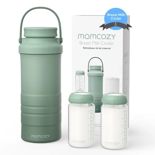 Momcozy 22oz Portable Breast Milk Cooler for Outdoor, 360°Total Cooling for 24Hours, Larger Capacity Travel Breastmilk Chiller with 2pcs Baby Bottles for Breastmilk Storage, Essentials Insulated Flask Leakproof Insulated Tumbler