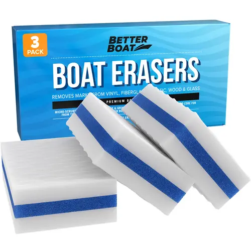 Better Boat Scrubbing Erasers - 1.5" x 3" x 4.5" Marine Water Sports Accessories for Effortless Cleaning of Vinyl, Fishing Vessels - 30 Days Money Back Guarantee, Boating Gift