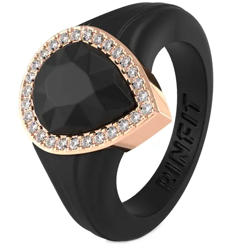 RINFIT Elegant Everyday Silicone Wedding Band, Pear Silicone Ring with Metal Frame, Synthetic Zircon-Cubic Zirconia Crystal-Accented Ring, Elegant Everyday Ring