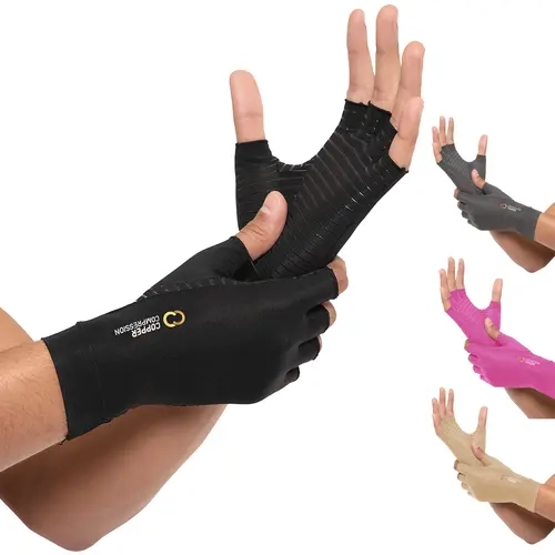 CC COPPER COMPRESSION Men's & Women's Half Finger Gloves (1 Pair for Adults) - Open Finger Design, Targeted Compression for Arthritis-Carpal Tunnel Support, Alleviate Stiffness, Reduce Swelling, All-Day Hand Comfort