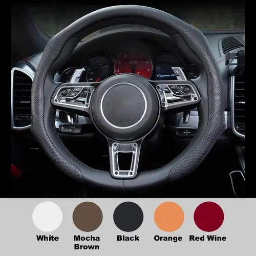 SUPEREVER Upgrade Napa Leather Steering Wheel Cover - Quick Turn, Non-Slip, Breathable, Ultra-Thin, Minimal Bulk Fit, Universal Grip, 4-Season Suitable Car Interior Accessory for Better Driving Experience & Less Hand Sweat (Special Gift)