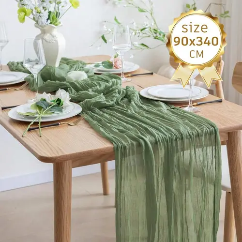 6-Pack Rectangle Cheesecloth Table Runners (35x133 in) with Hem Elegance, Soft Breathable Long-Lasting Table Linens for Vintage Rustic Wedding, Valentine's Day Home Boho Decor, Multiple Uses,sohochic