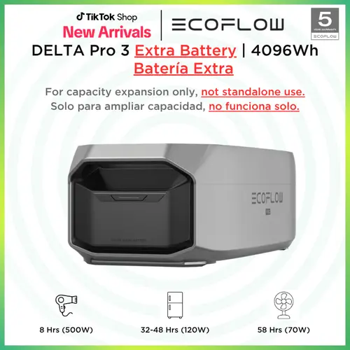 ECOFLOW DELTA Pro 3 4000Wh Extra Battery, Expansion Battery with 11-Year Lifespan, Lifepo4 Battery Backup for Home Use