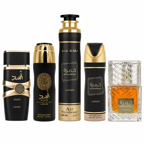 ASAD + KHAMRAH + ASAD DEODRANT + KHAMRAH DEODRANT + KHAMRAH AIRFRESHENER (5PC GIFT SET) Scented Scent, Aroma, Perfume