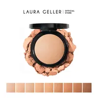 Laura Geller Double Take Baked Full Coverage Powder Foundation - Flawless Matte Finish, Long-Wearing, Rosacea & Psoriasis Friendly, Dermatologist Approved - Makeup, Foundation