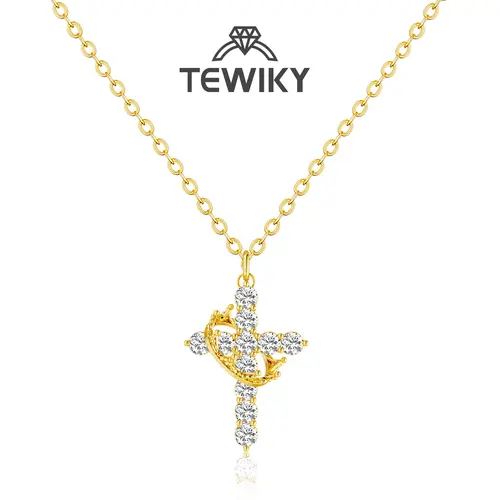 Tewiky Simple Crown & Cross Pendant Choker Easter Necklace for Women & Men & Girls Pretty Crown Cross Necklace For Daily Party Clothing Decor Trendy All-match & Exquisite Jewelry gift For Summer dealsforyoudays Zirconia Chain For Easter gifts