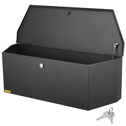 【toolupgrade】VEVOR Square Carbon Steel Trailer Tongue Box, Heavy Duty Garage Tool Storage with Lock, Keys & Waterproof Sealant, Utility Organizer for Pickup Truck Bed, RV Trailer, 36"x12"x12", Compatible with Tool Kit Set & Outdoor Gadgets